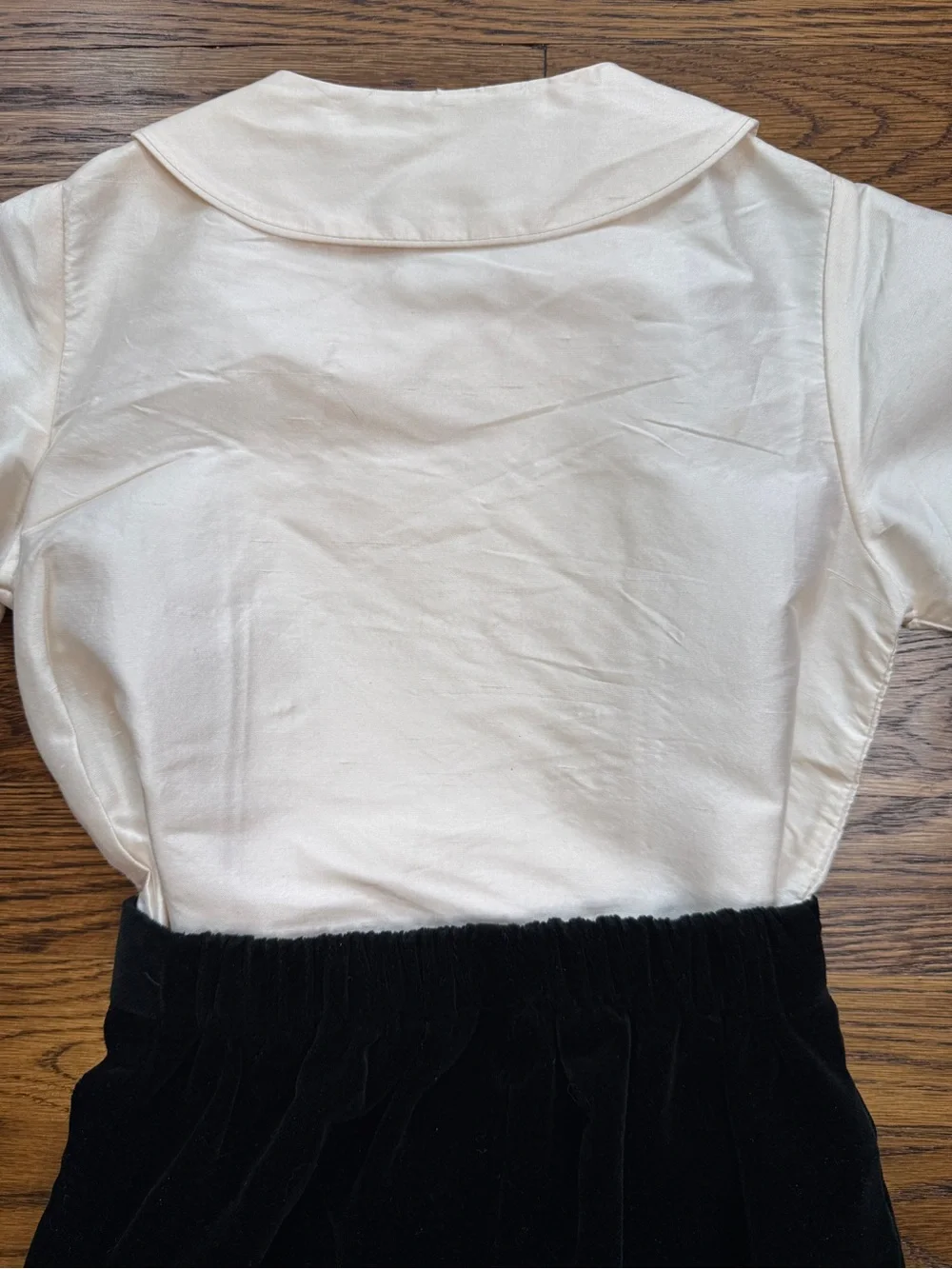 Vintage Frances Johnston Silk Heirloom Top Black Velvet Toddler Shorts 18 Mths